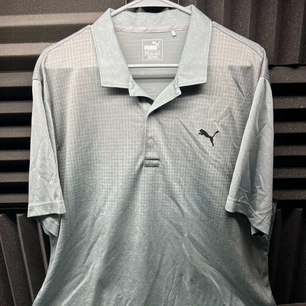 Puma Golf Polo Shirt XXL Dry Cell Gray / White